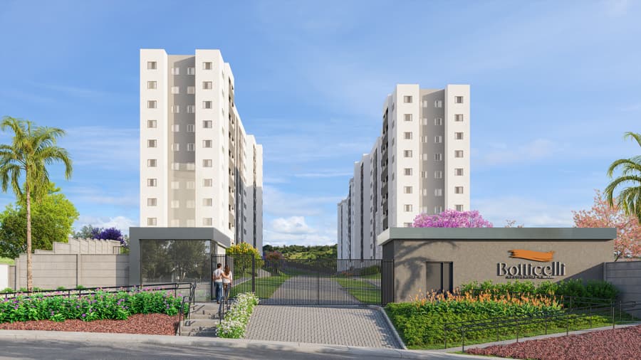 Perspectiva artística da portaria do Botticelli Residencial